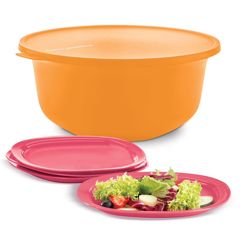 Set de Tazon Aloha 4L y 4 Platos Mexicana Tupperware