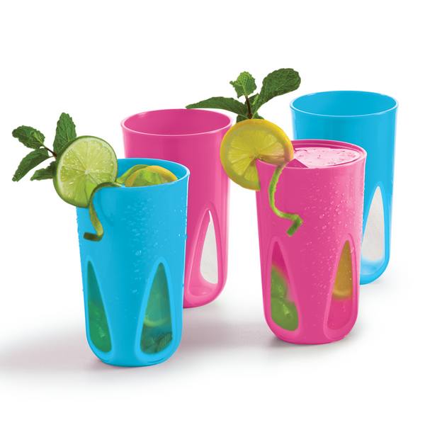 Tupperware Juego de 4 vasos Reutilizables. Capacidad: 470 ml c/u