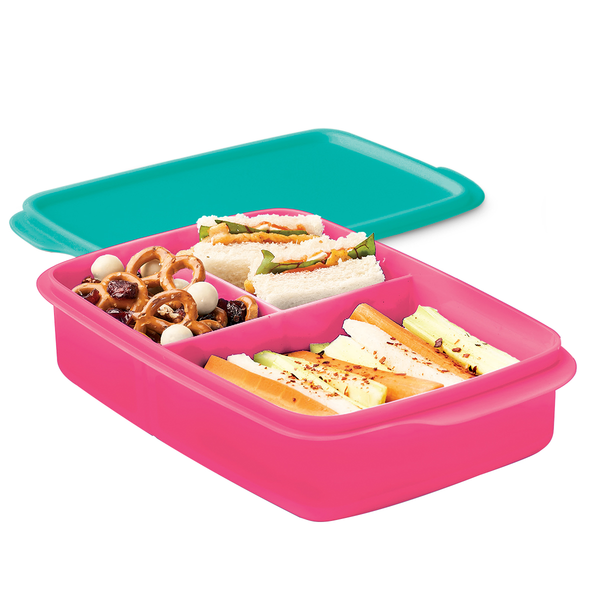 Contenedor para lunch con divisiones  variedad de alimentos en un mismo recipiente sin que se mezclen.  Alto: 4.5 cm Ancho: 15 cm Largo: 26 cm